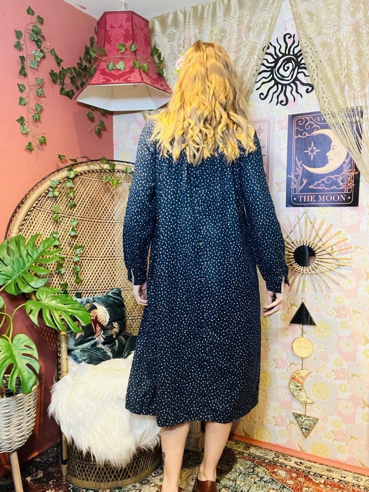Vintage 1970s Midi Dress By Betty Barclay With Long Sleeves And Lace Collar 8