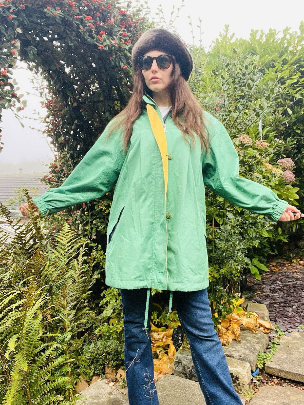 Vintage 80s Coat By St Michael Oversized Retro Block Colour Jacket Size 10