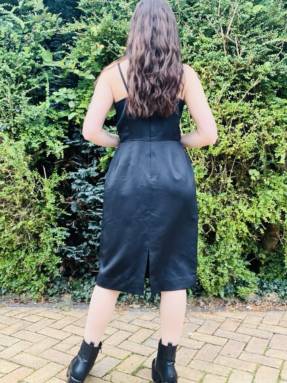 Vintage 1980s Cocktail Dress, Asymmetric Neckline And Cinched Waist Black 12