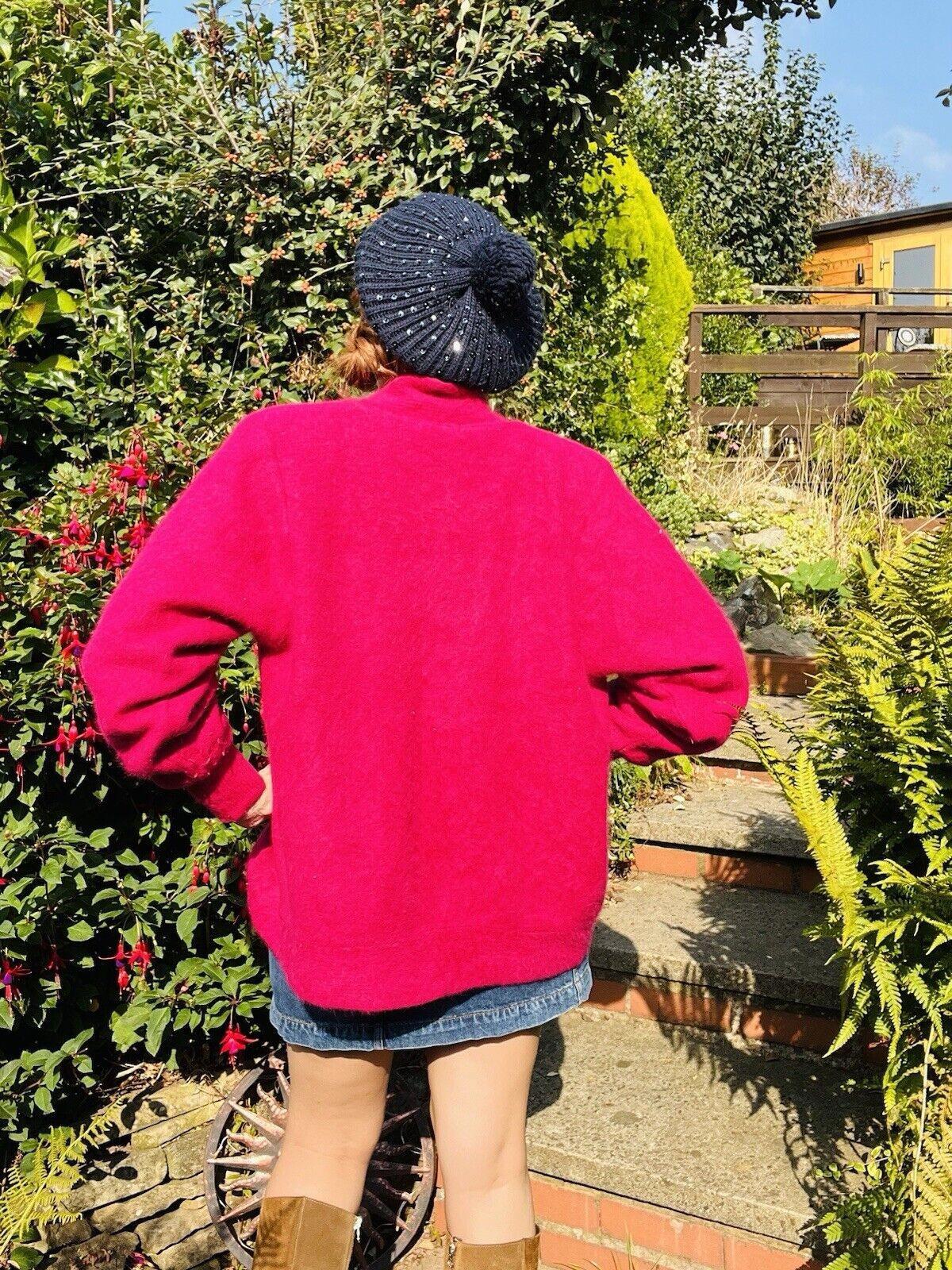 Vintage 1980s Retro Cardigan Fluffy Woolly Knit 1980s Warm Winter Jumper Size M