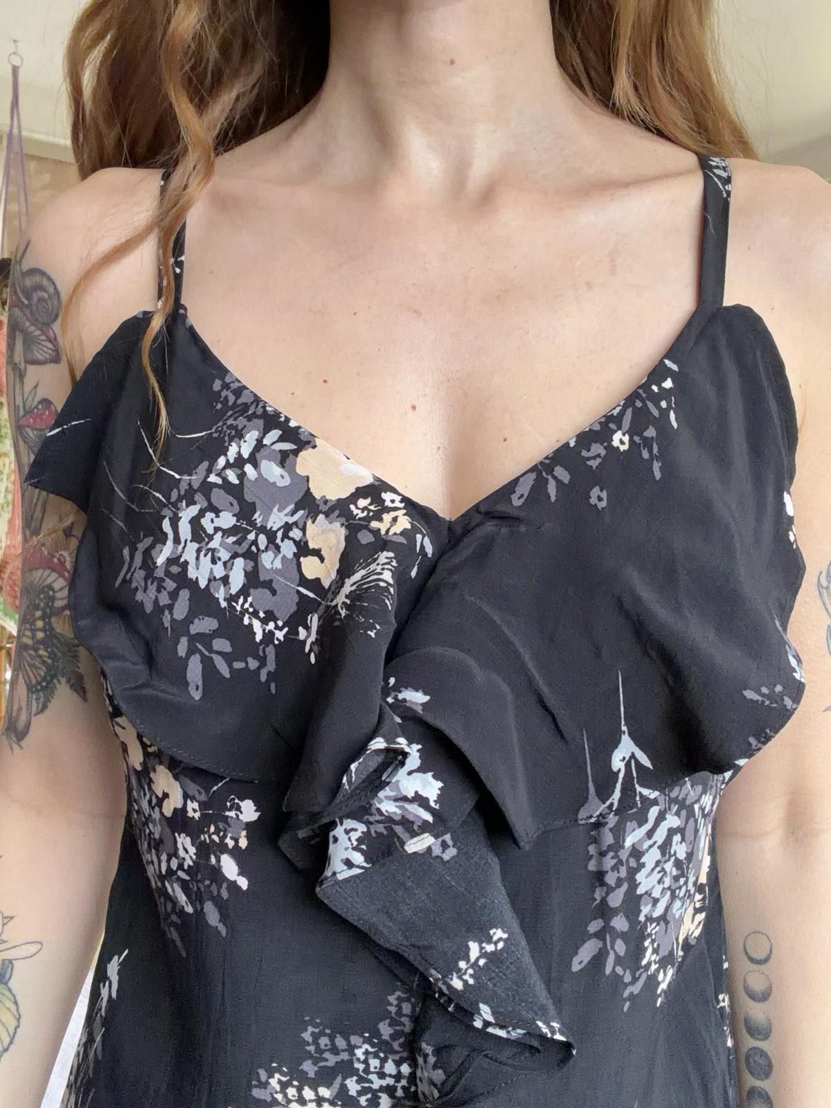 Vintage 1990s Whimsigoth Dress By Wallis Black Size 8 Long Maxi Floaty Summer