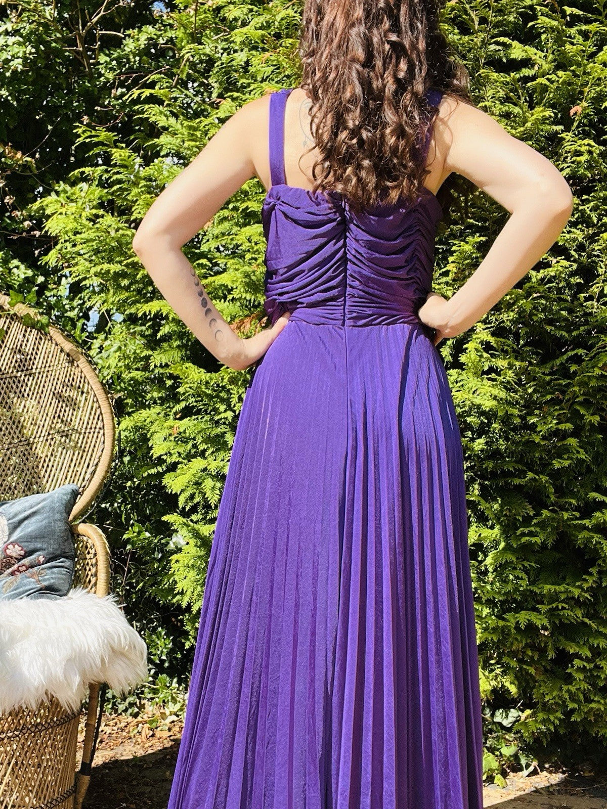 Laura Scott Evening Dress, Long Pleated Ball Gown With Rouched Waist - Purple 14