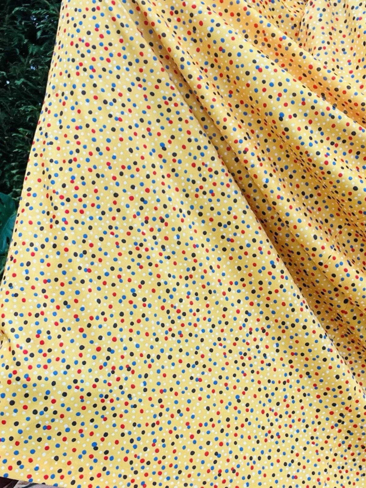 Vintage 1960s Maxi Skirt Size 10 Yellow Long Polkadot Retro 60s Skirt High Waist