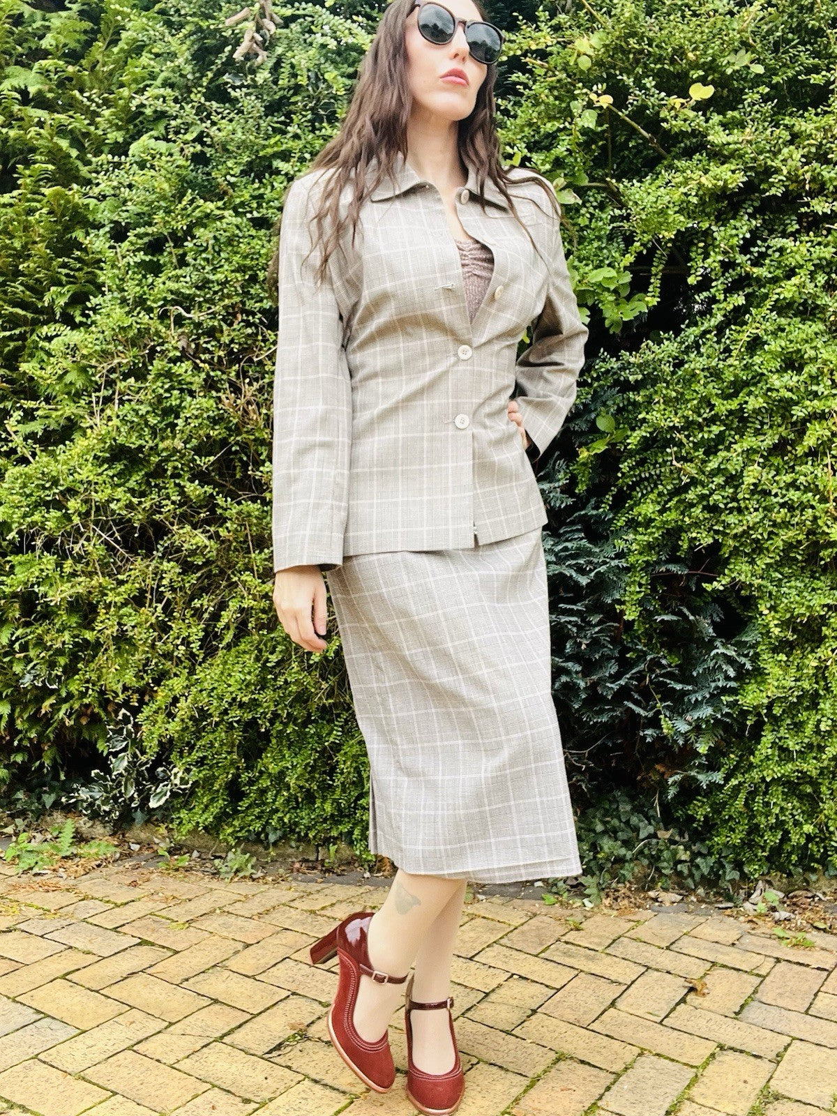 Vintage 1970s Tailored Suit By Slimma, 2 Piece Skirt, Blazer, Tartan Plaid 14