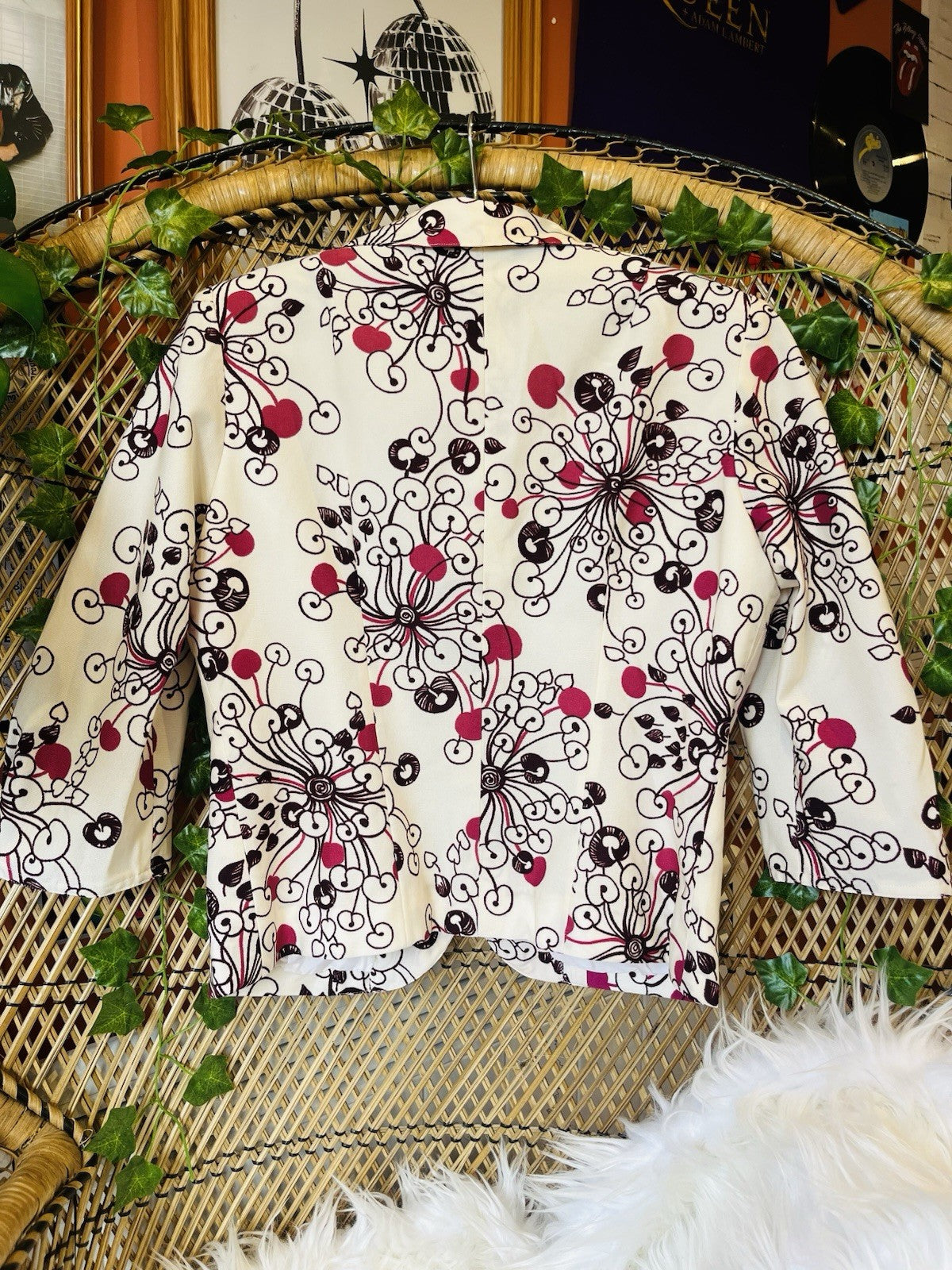 Vintage 1960s Blazer Retro Psychedelic 60s Cropped Sleeve Jacket Size 12