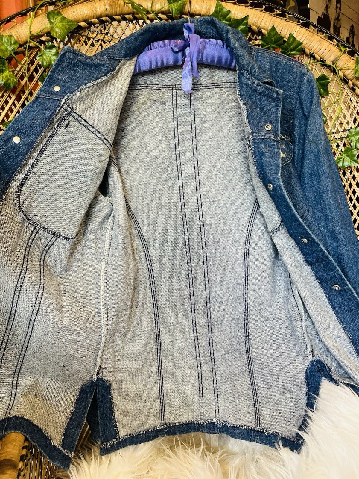 Vintage 1970s Denim Jacket Reworked Donothing Sedgefield Retro Festival Coat S