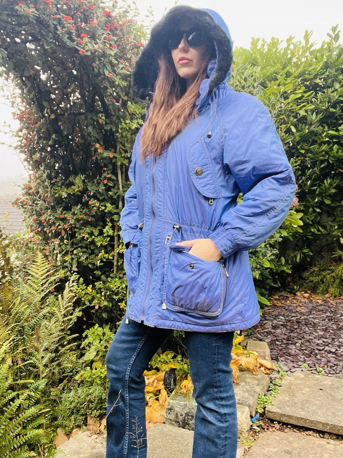 Vintage 90s Ski Jacket By Rodeo Warm Winter Coat With Hood Purple Size 10