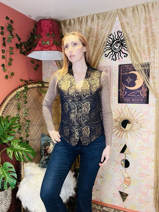 Vintage 1990s Waistcoat By Angelo Litrico Tapestry Style Button Front Vest M