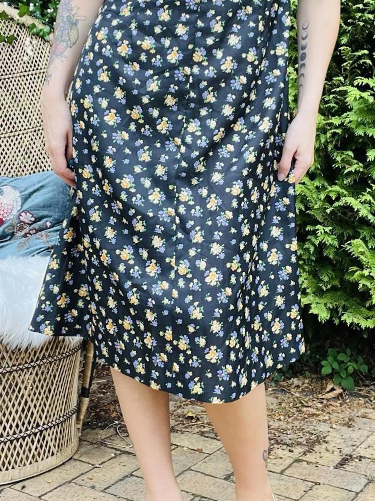 Vintage 1960s Shirt Dress Ditsy Floral Hippie Boho Summer Dress Size 14