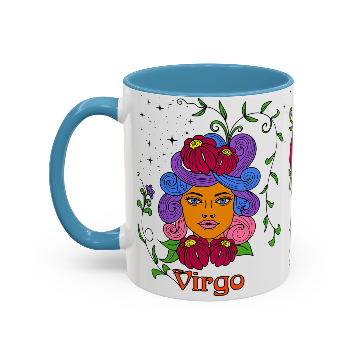 Virgo star sign mug, Maiden zodiac astrology coffee cup, Horoscope birthday gift mug, Bold retro colourful Design ceramic mug