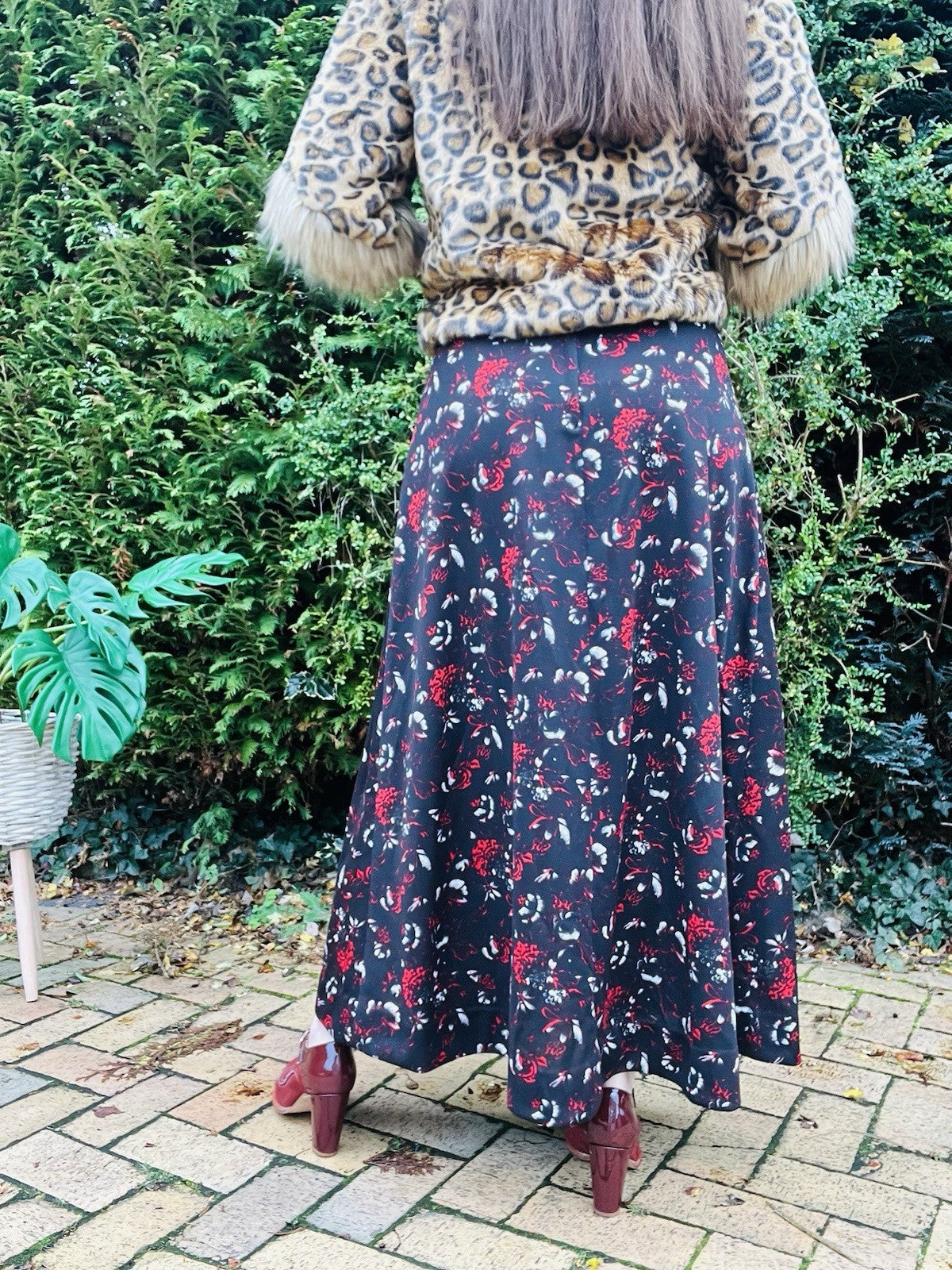 Vintage 70s Maxi Skirt Floral Print LongLength High Waist Size 10