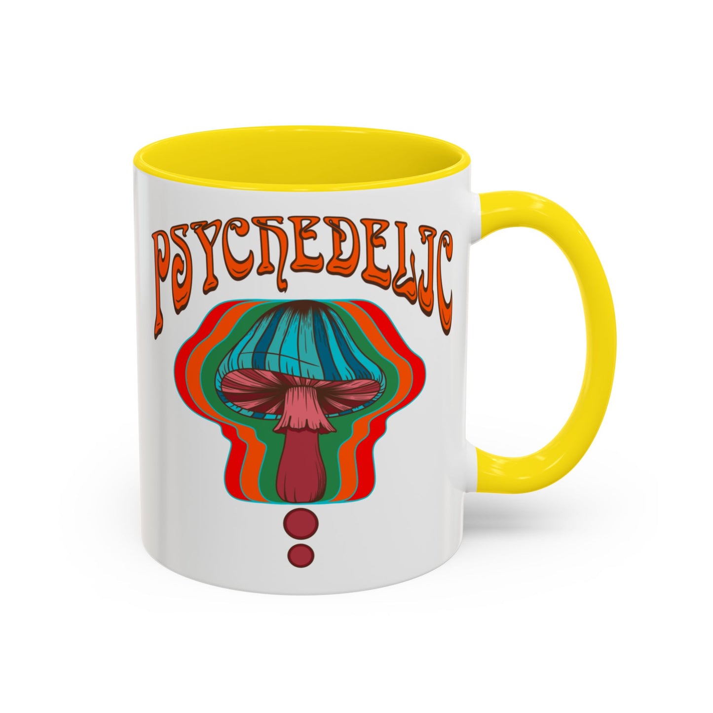 Trippy mushroom mug, hippie retro 60s 70s tea and coffee mug, Psychedelic ceramic drink cup