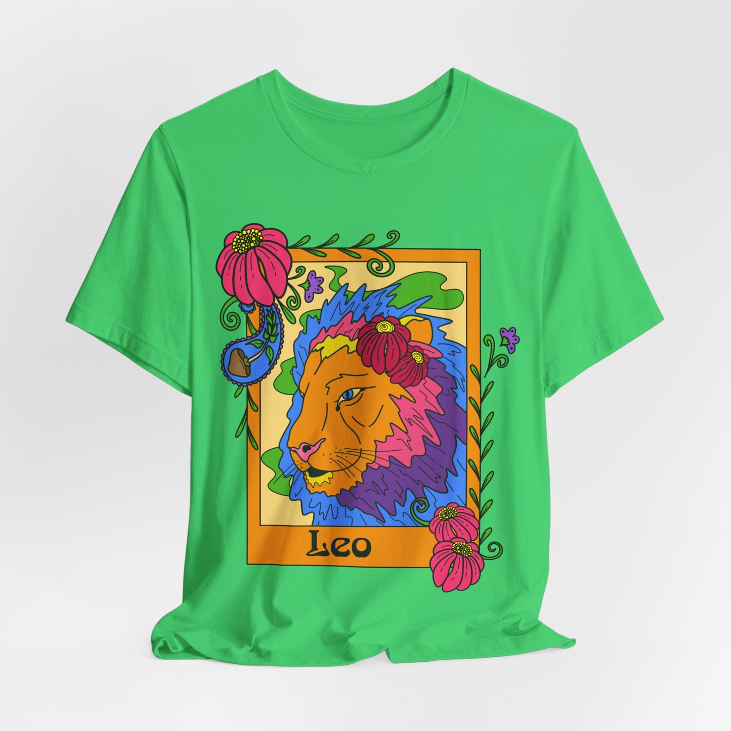 Leo star sign T-Shirt, Lion zodiac astrology top, Horoscope birthday gift Tee, Bold retro colourful Design tshirt