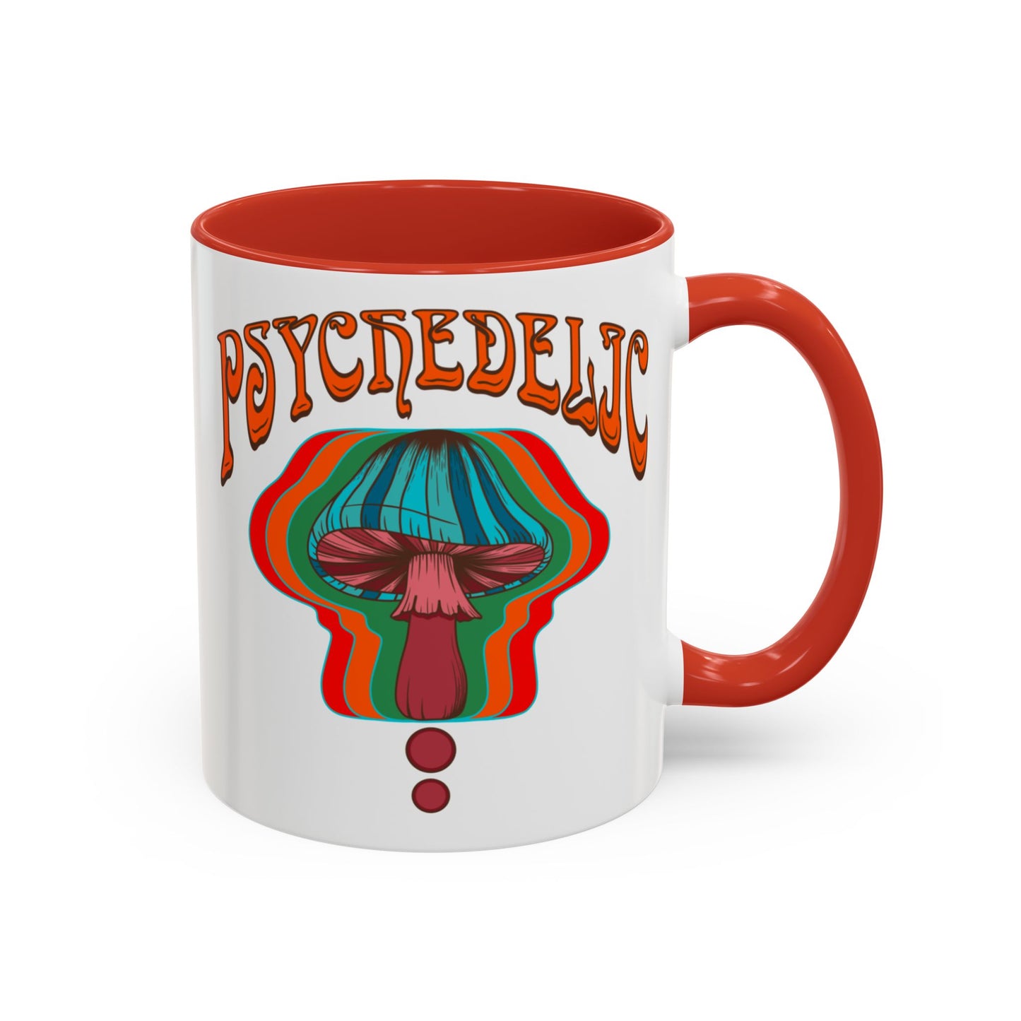 Trippy mushroom mug, hippie retro 60s 70s tea and coffee mug, Psychedelic ceramic drink cup