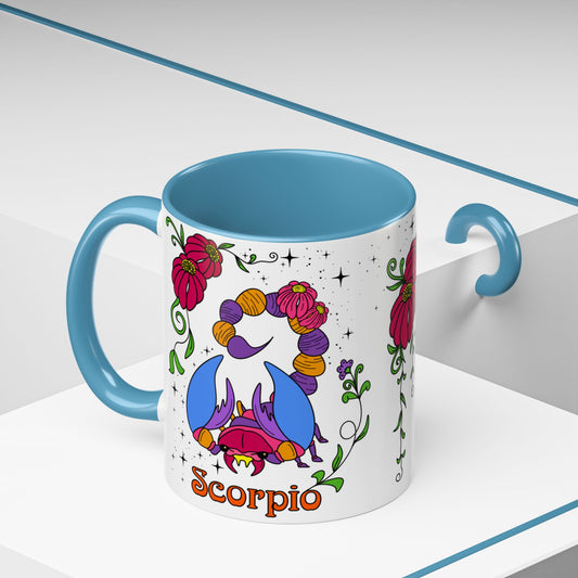 Scorpio star sign mug, Scorpion zodiac astrology coffee cup, Horoscope birthday gift mug, Bold retro colourful Design ceramic mug