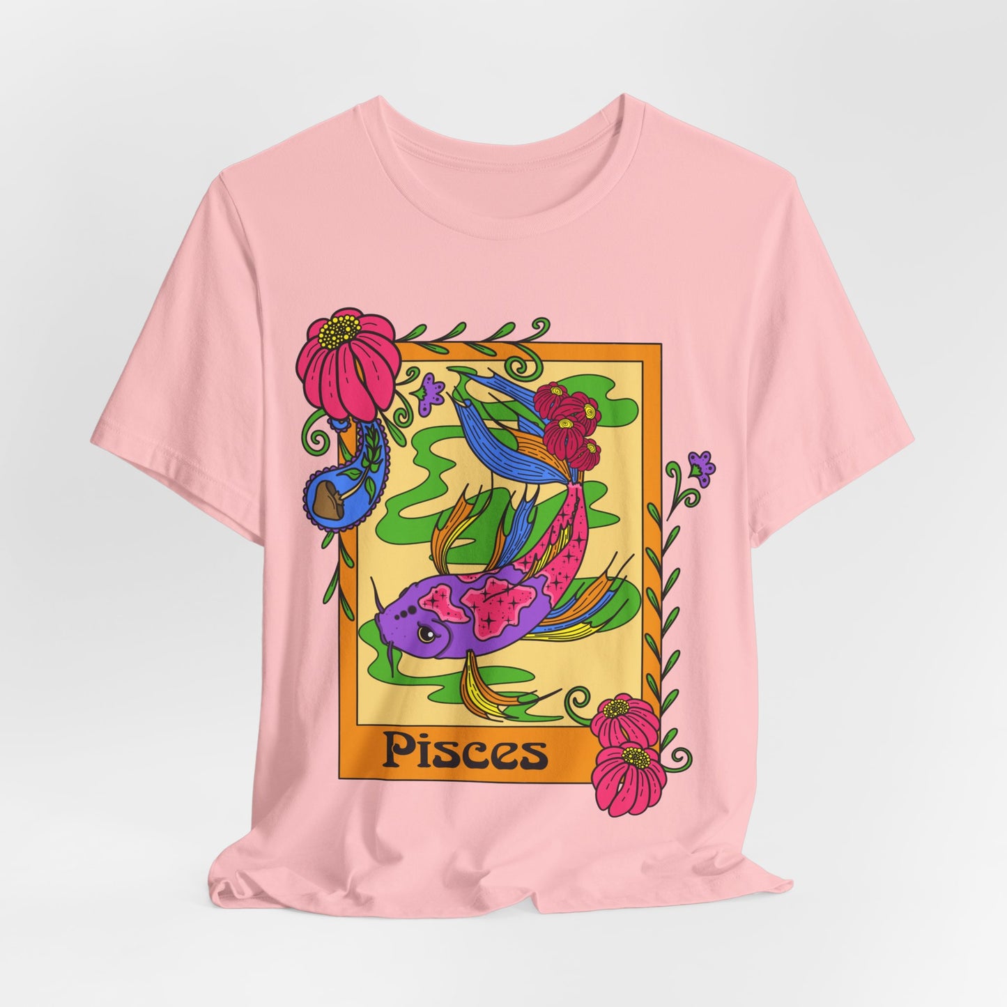 Pisces star sign T-Shirt, Fish zodiac astrology top, Horoscope birthday gift Tee, Bold retro colourful Design tshirt
