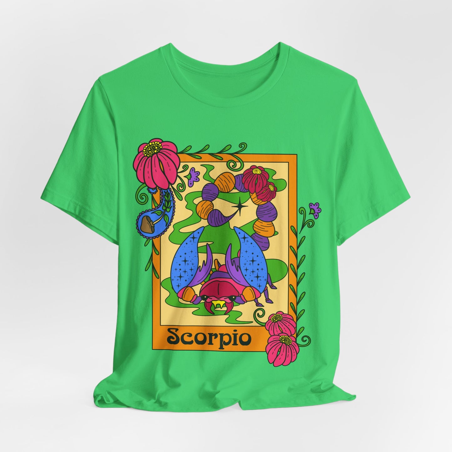 Scorpio star sign T-Shirt, Scorpion zodiac astrology top, Horoscope birthday gift Tee, Bold retro colourful Design tshirt