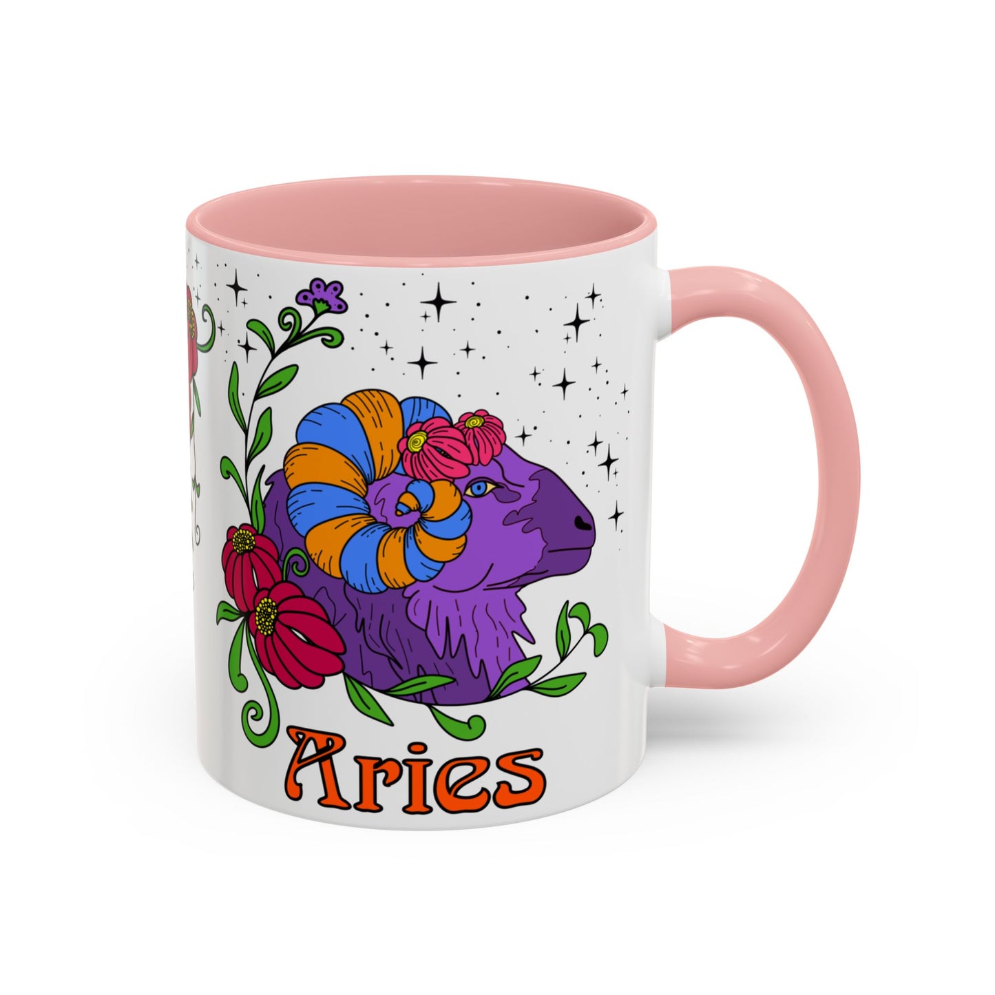 Aries star sign mug, Ram zodiac astrology coffee cup, Horoscope birthday gift mug, Bold retro colourful Design ceramic mug