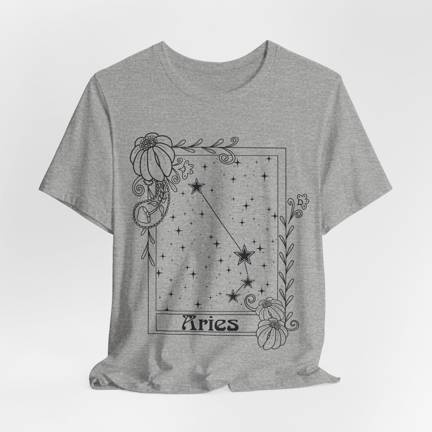 Aries Constellation T-Shirt, Zodiac astrology top, Horoscope birthday gift Tee, Star sign tarot card design tshirt
