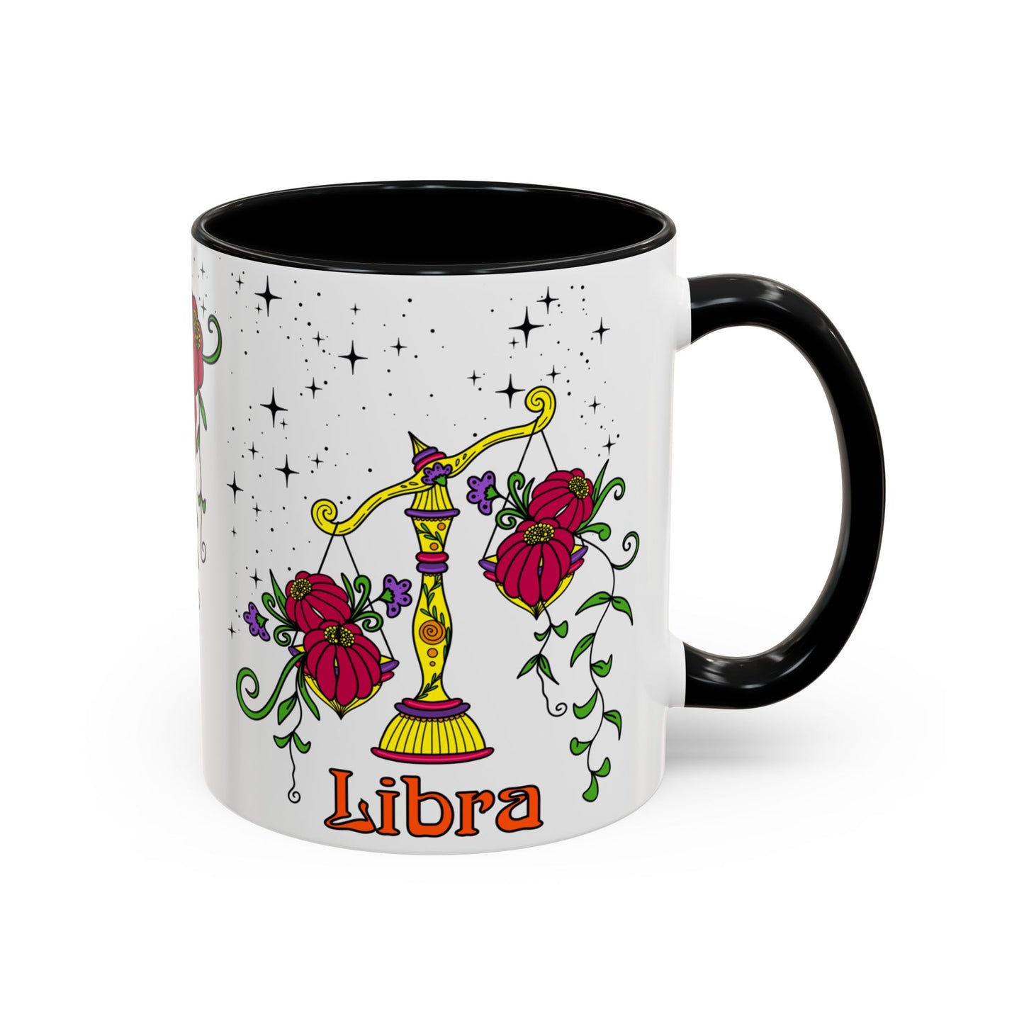 Libra star sign mug, Scales zodiac astrology coffee cup, Horoscope birthday gift mug, Bold retro colourful Design ceramic mug