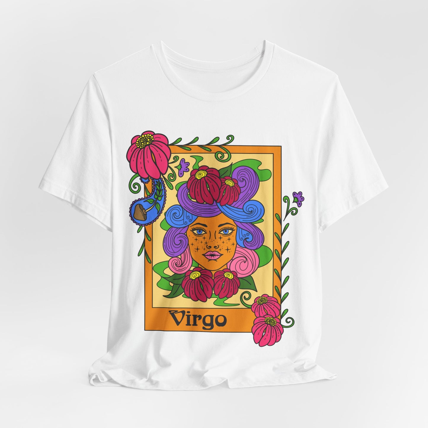 Virgo star sign T-Shirt, Maiden zodiac astrology top, Horoscope birthday gift Tee, Bold retro colourful Design tshirt