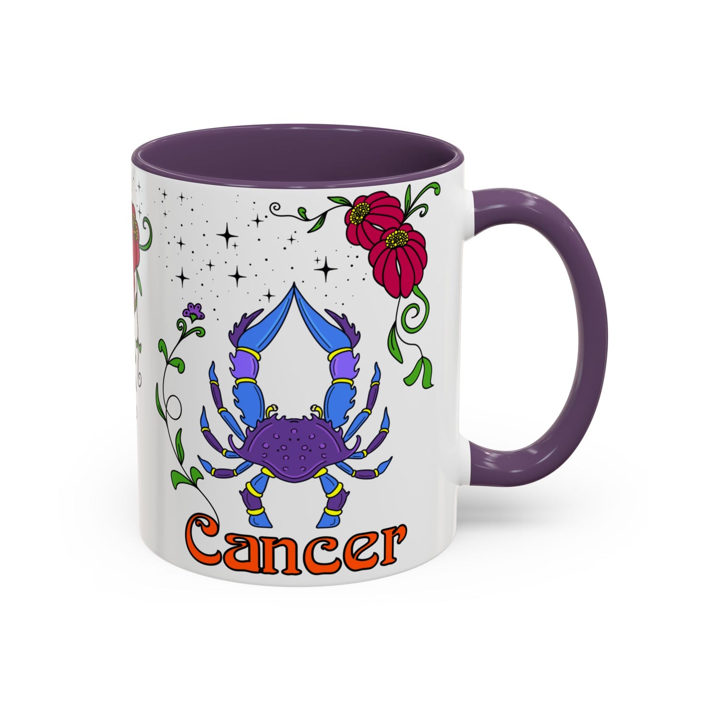 Cancer star sign mug, Crab zodiac astrology coffee cup, Horoscope birthday gift mug, Bold retro colourful Design ceramic mug