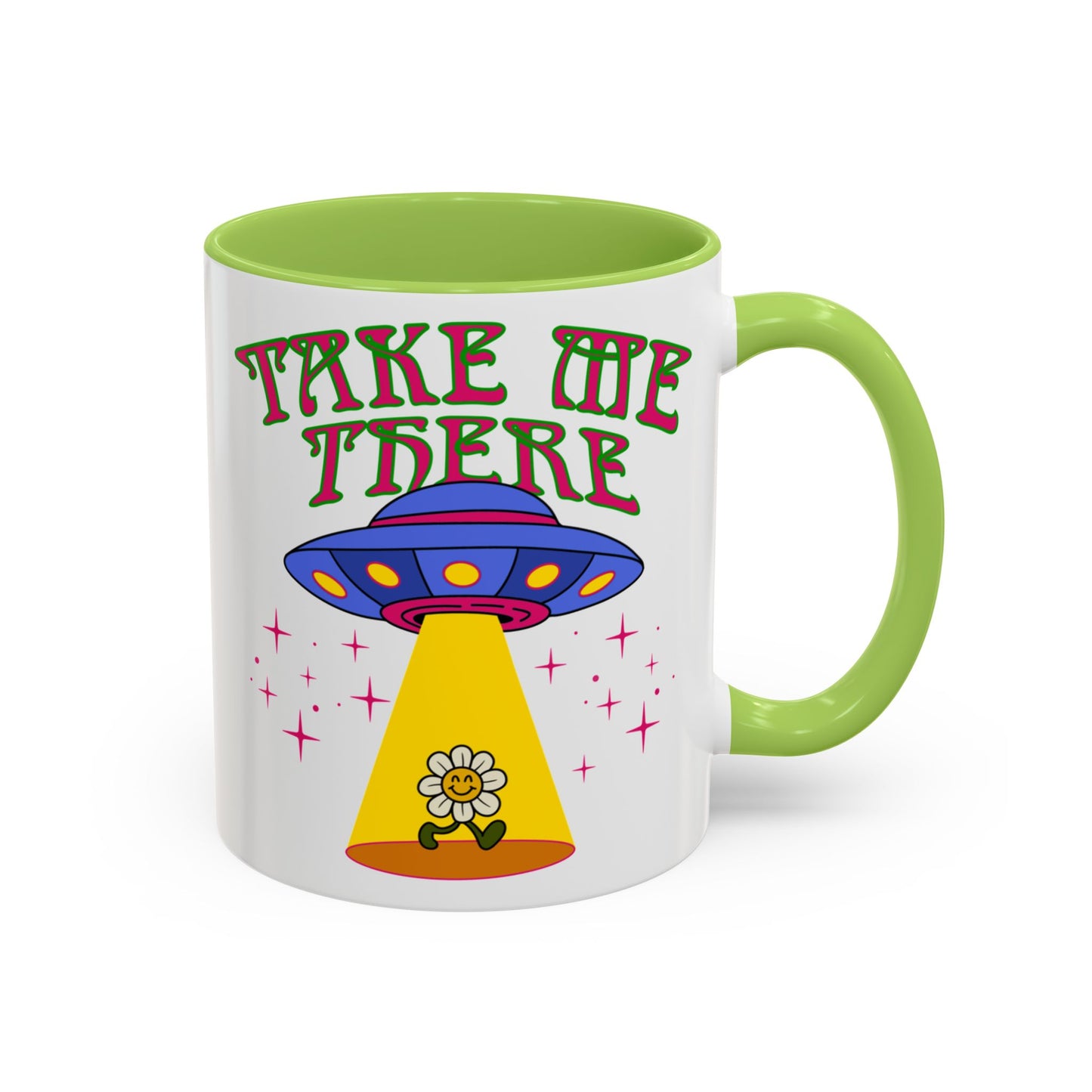 Trippy UFO mug, hippie retro 60s 70s tea and coffee mug, Psychedelic space flower ceramic drink cup