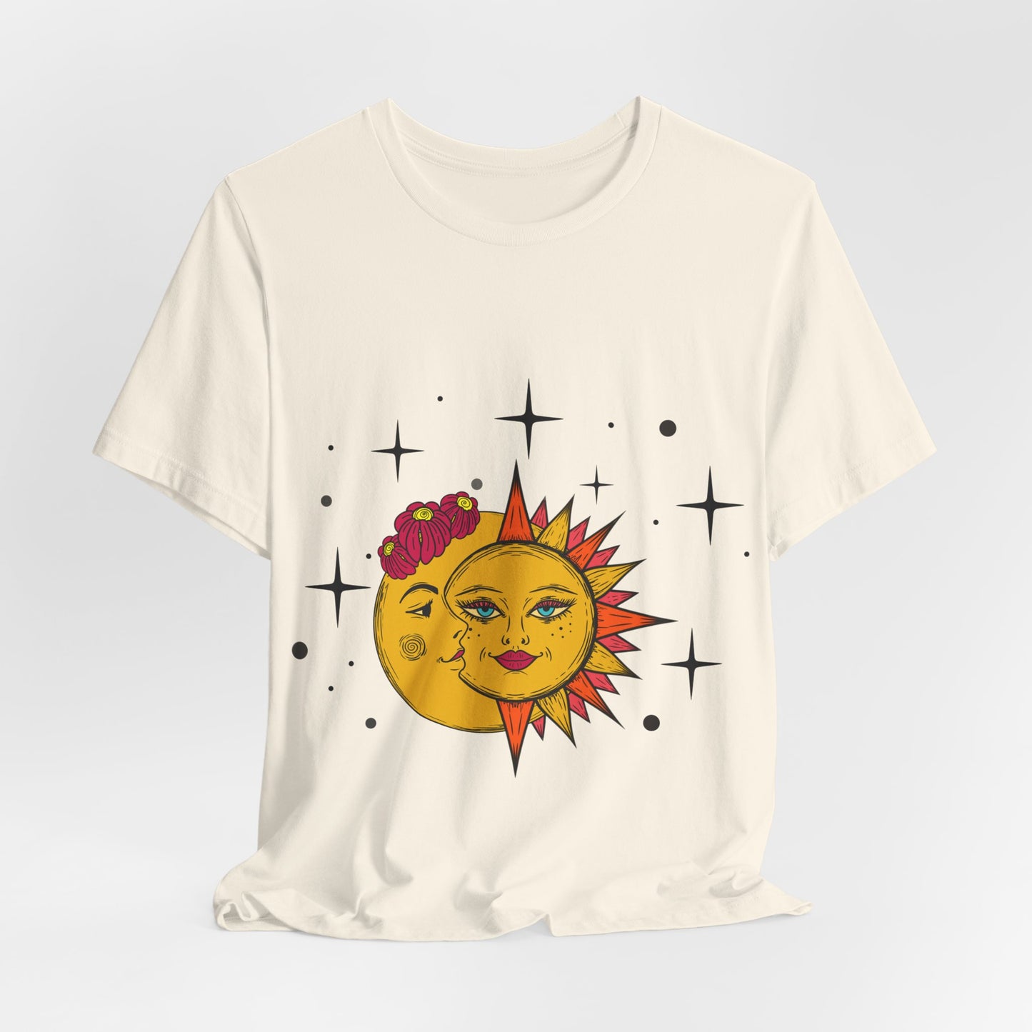 Celestial Sun and Moon T-shirt Boho Stars Tee Galaxy Graphic T Shirt whimsical Top