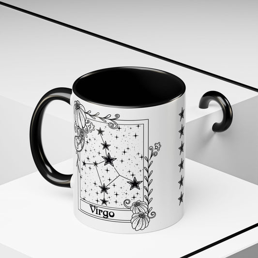 Virgo Constellation mug, Zodiac astrology coffee cup, Horoscope birthday gift mug, Star sign tarot card ceramic mug