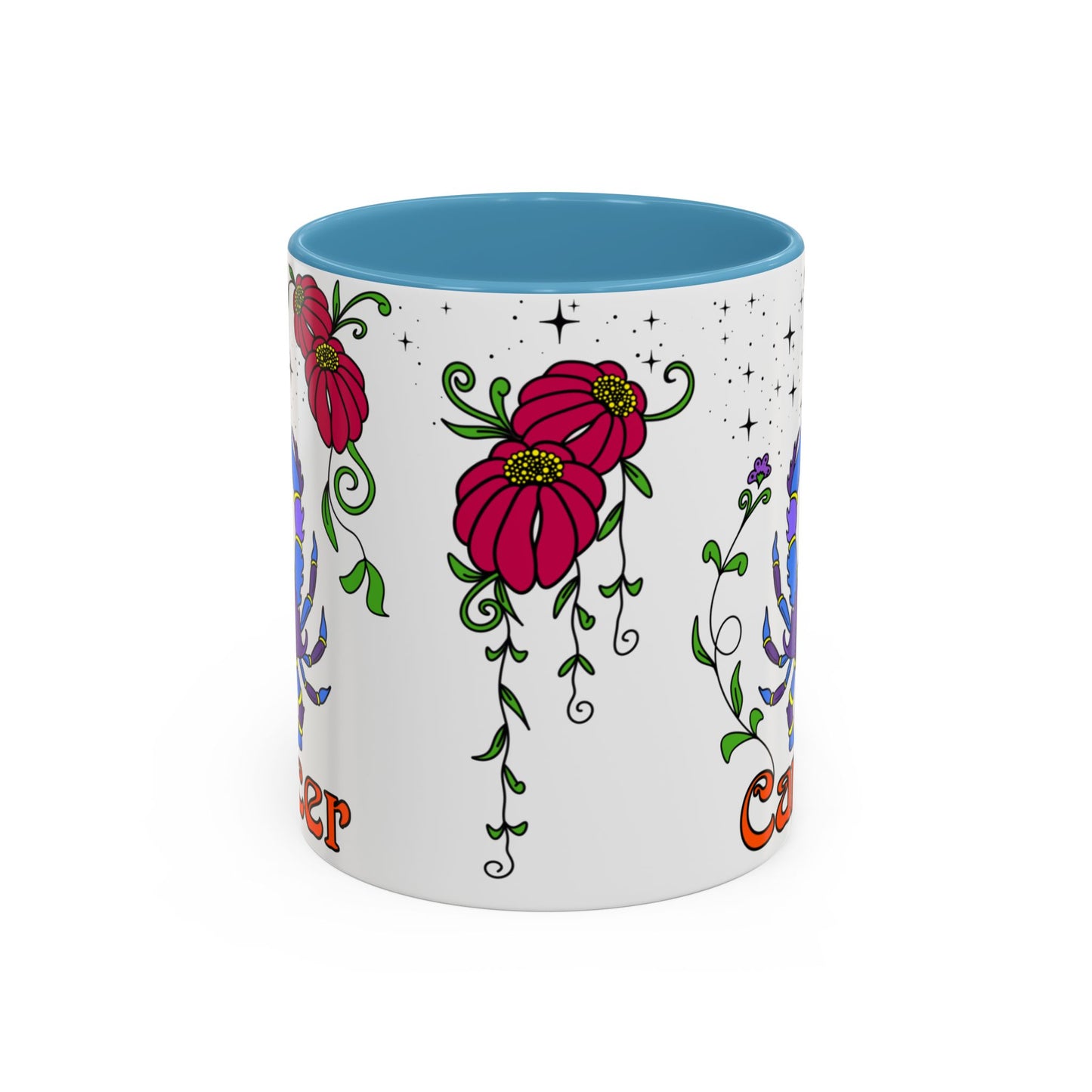 Cancer star sign mug, Crab zodiac astrology coffee cup, Horoscope birthday gift mug, Bold retro colourful Design ceramic mug