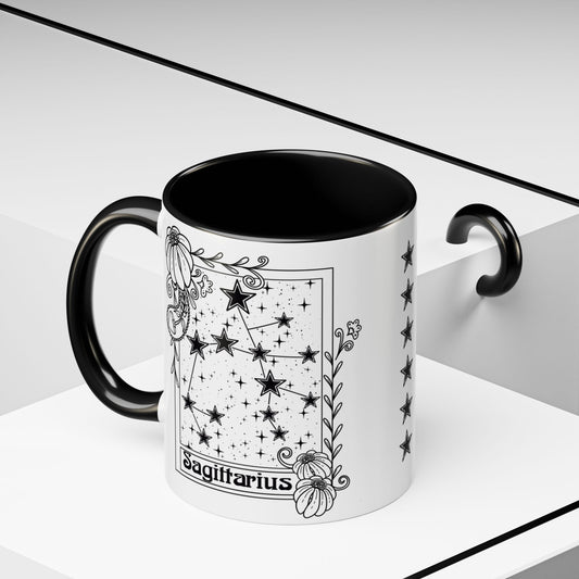Sagittarius Constellation mug, Zodiac astrology coffee cup, Horoscope birthday gift mug, Star sign tarot card ceramic mug