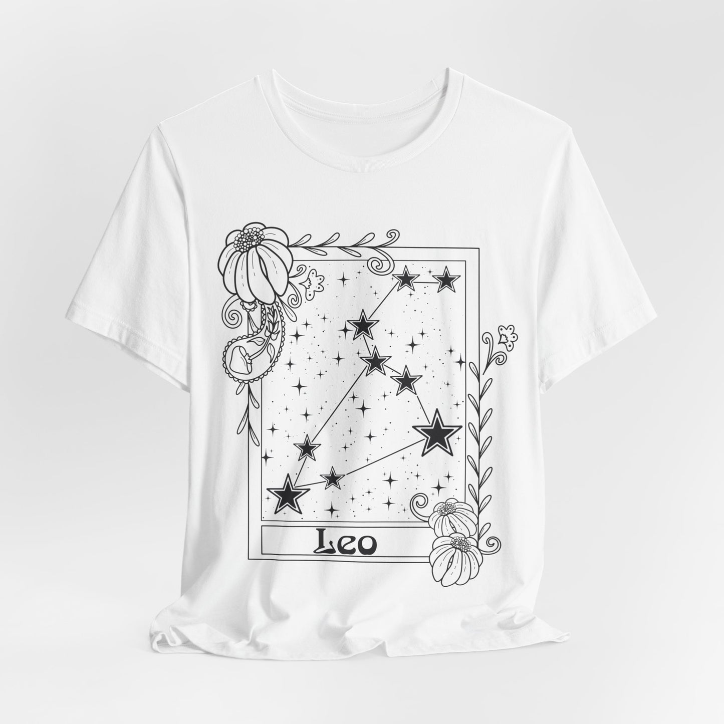 Leo Constellation T-Shirt, Zodiac astrology top, Horoscope birthday gift Tee, Star sign tarot card design tshirt