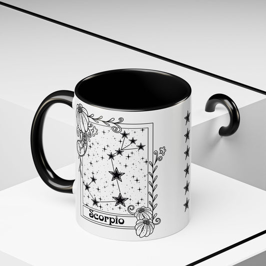 Scorpio Constellation mug, Zodiac astrology coffee cup, Horoscope birthday gift mug, Star sign tarot card ceramic mug