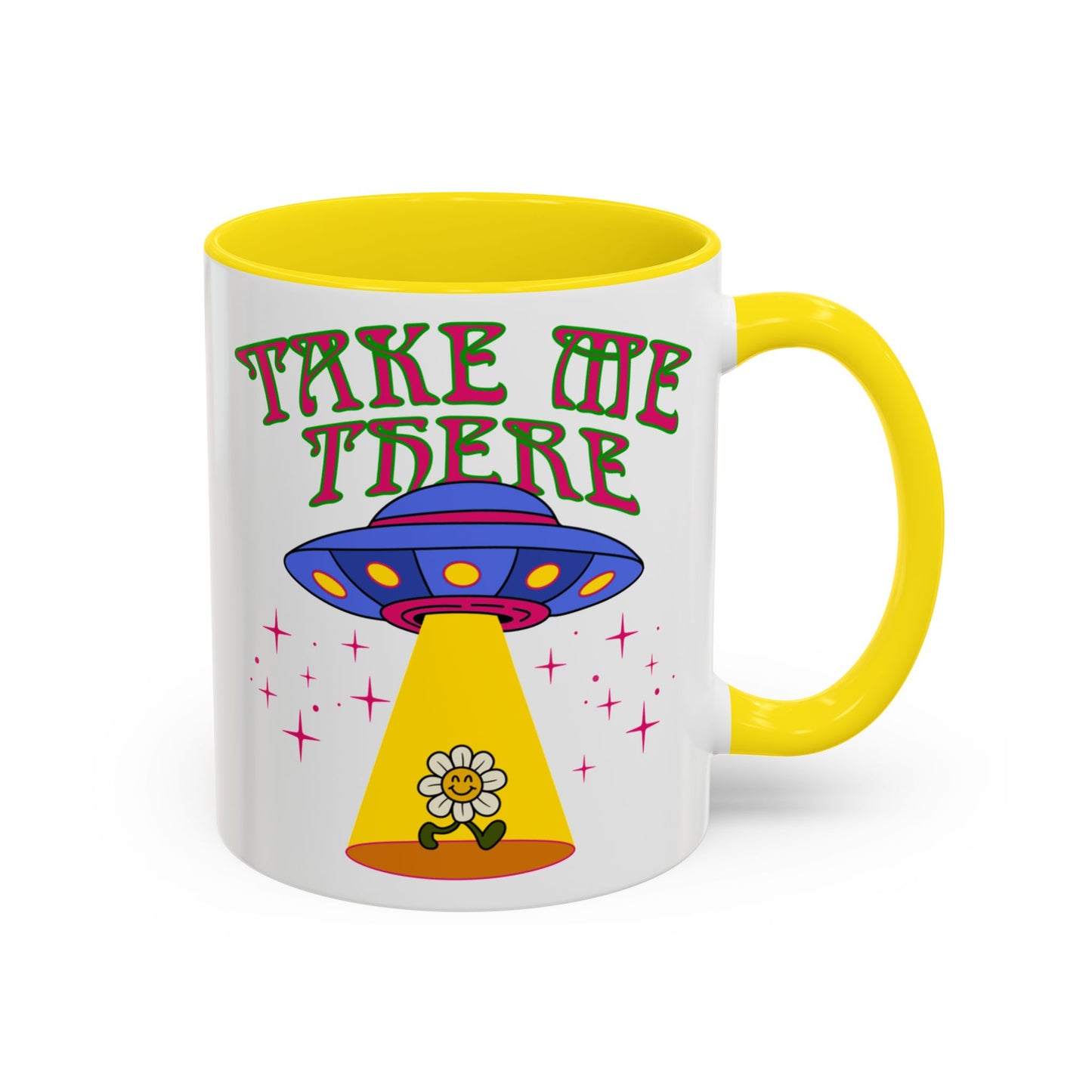 Trippy UFO mug, hippie retro 60s 70s tea and coffee mug, Psychedelic space flower ceramic drink cup