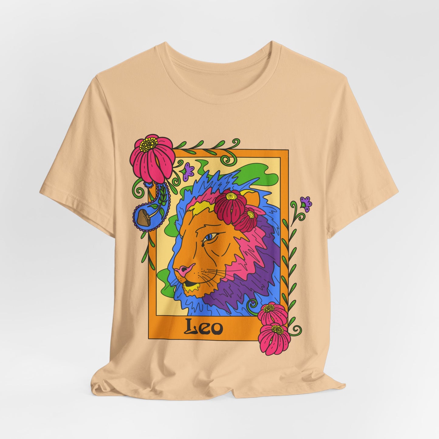 Leo star sign T-Shirt, Lion zodiac astrology top, Horoscope birthday gift Tee, Bold retro colourful Design tshirt