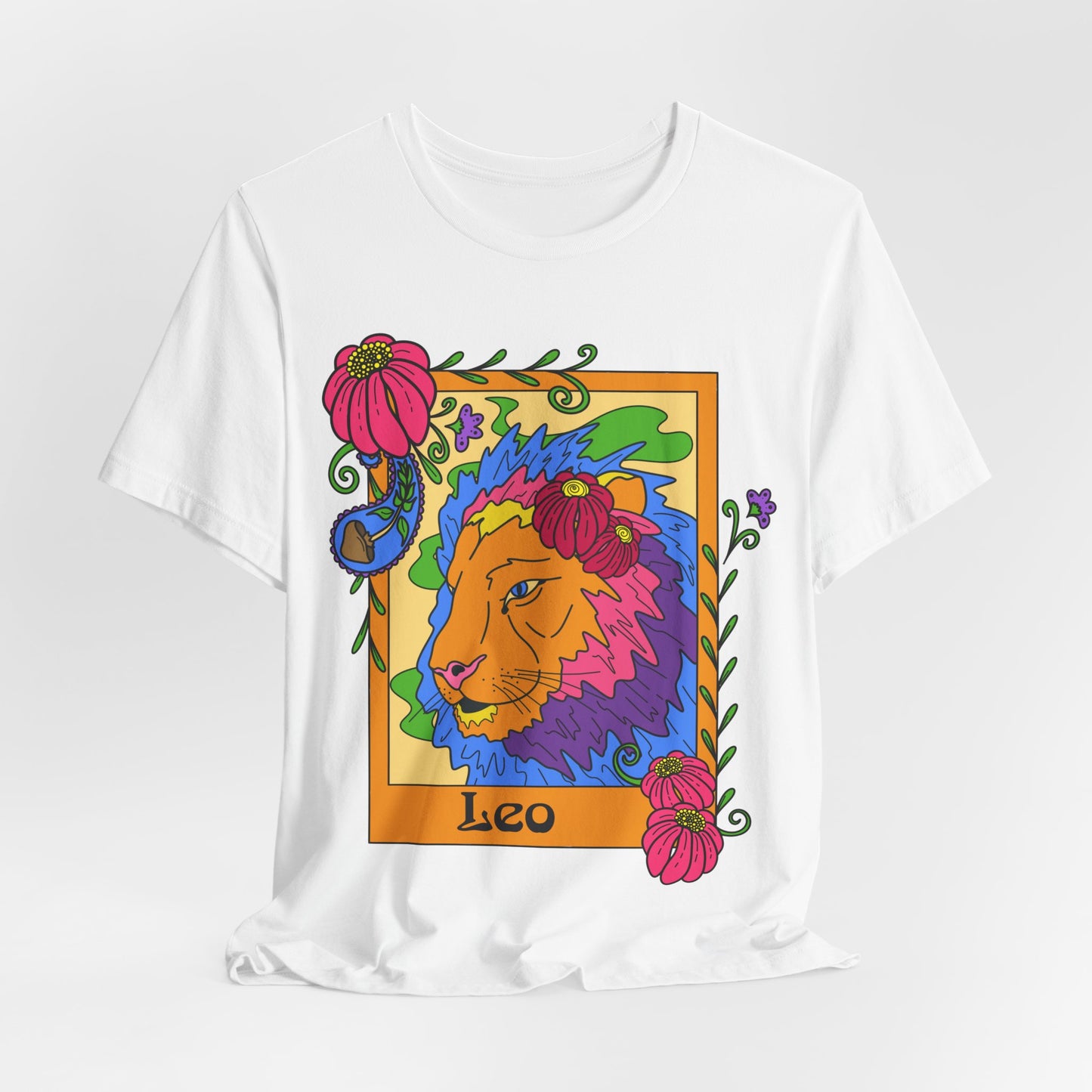 Leo star sign T-Shirt, Lion zodiac astrology top, Horoscope birthday gift Tee, Bold retro colourful Design tshirt
