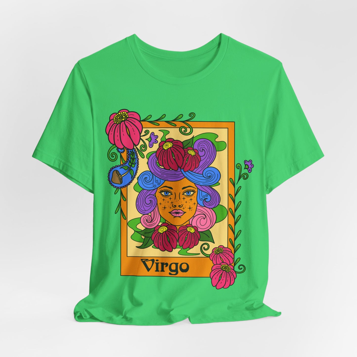 Virgo star sign T-Shirt, Maiden zodiac astrology top, Horoscope birthday gift Tee, Bold retro colourful Design tshirt