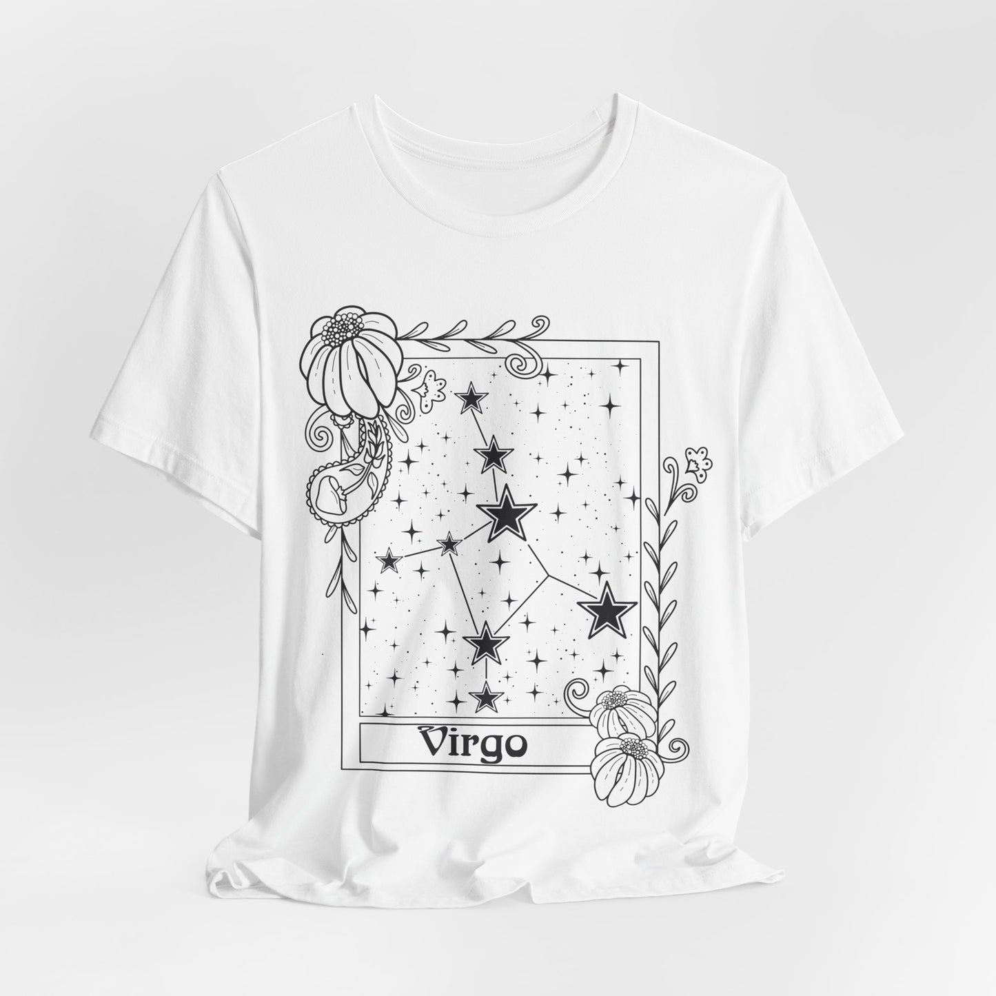 Virgo Constellation T-Shirt, Zodiac astrology top, Horoscope birthday gift Tee, Star sign tarot card design tshirt