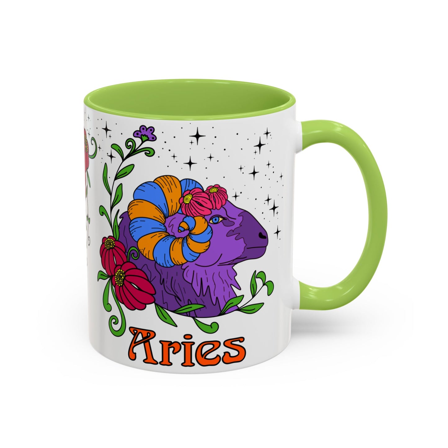 Aries star sign mug, Ram zodiac astrology coffee cup, Horoscope birthday gift mug, Bold retro colourful Design ceramic mug