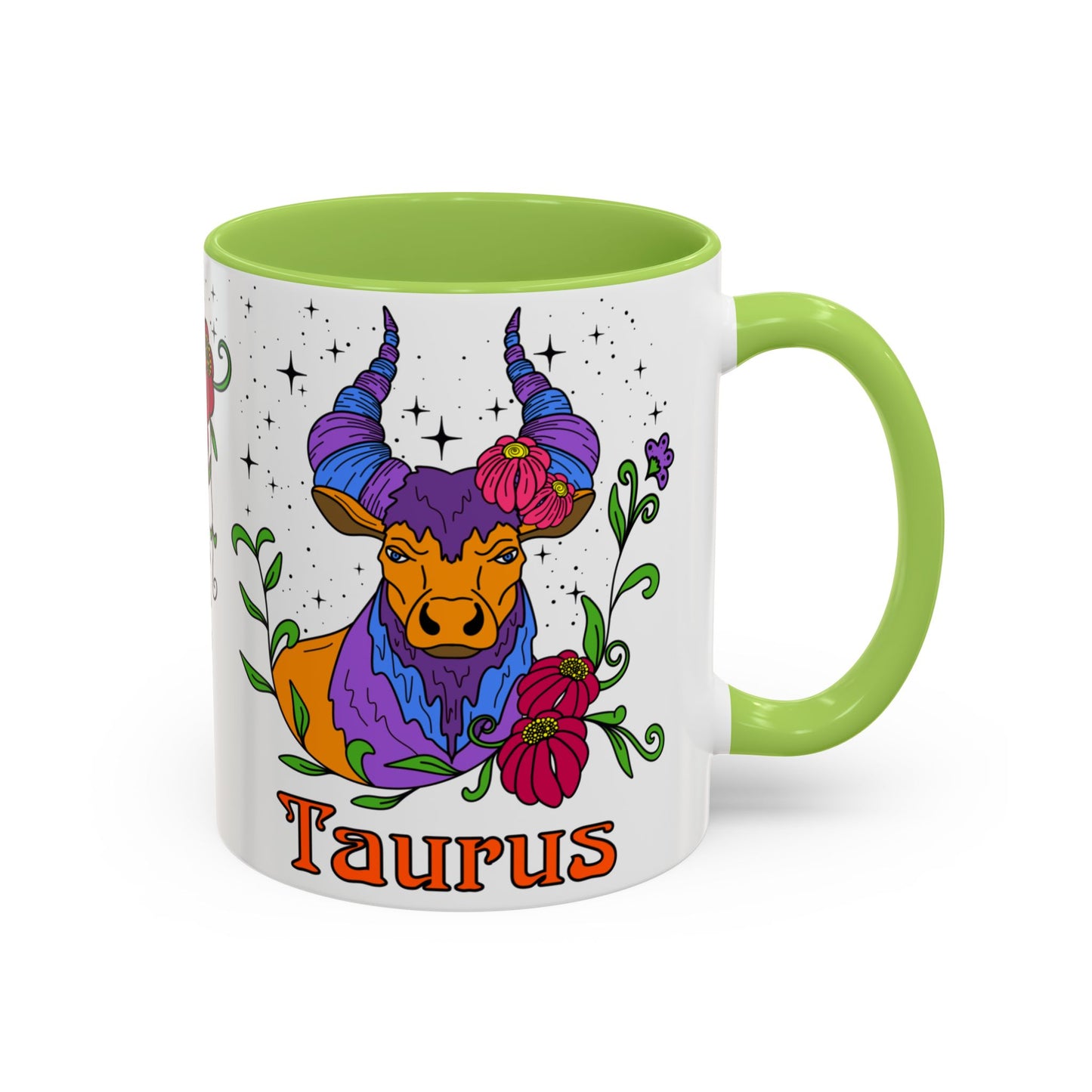 Taurus star sign mug, Bull zodiac astrology coffee cup, Horoscope birthday gift mug, Bold retro colourful Design ceramic mug