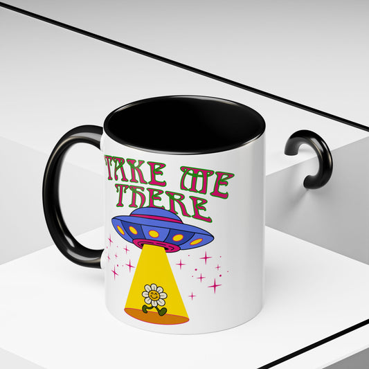 Trippy UFO mug, hippie retro 60s 70s tea and coffee mug, Psychedelic space flower ceramic drink cup