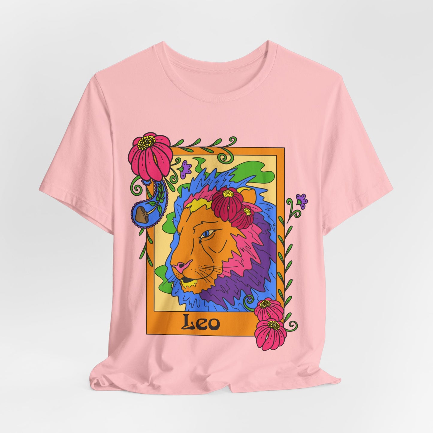 Leo star sign T-Shirt, Lion zodiac astrology top, Horoscope birthday gift Tee, Bold retro colourful Design tshirt