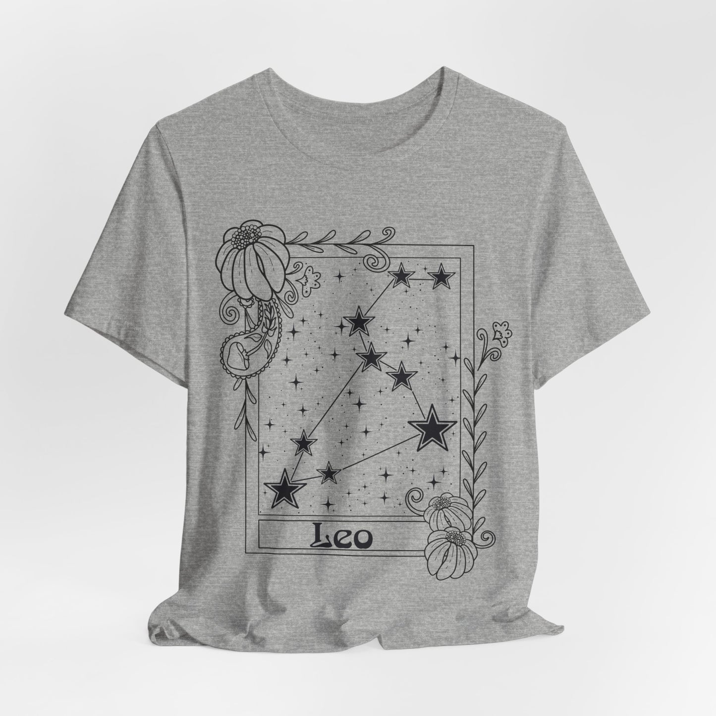 Leo Constellation T-Shirt, Zodiac astrology top, Horoscope birthday gift Tee, Star sign tarot card design tshirt