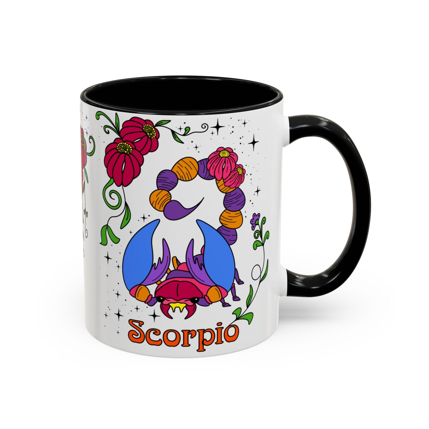 Scorpio star sign mug, Scorpion zodiac astrology coffee cup, Horoscope birthday gift mug, Bold retro colourful Design ceramic mug