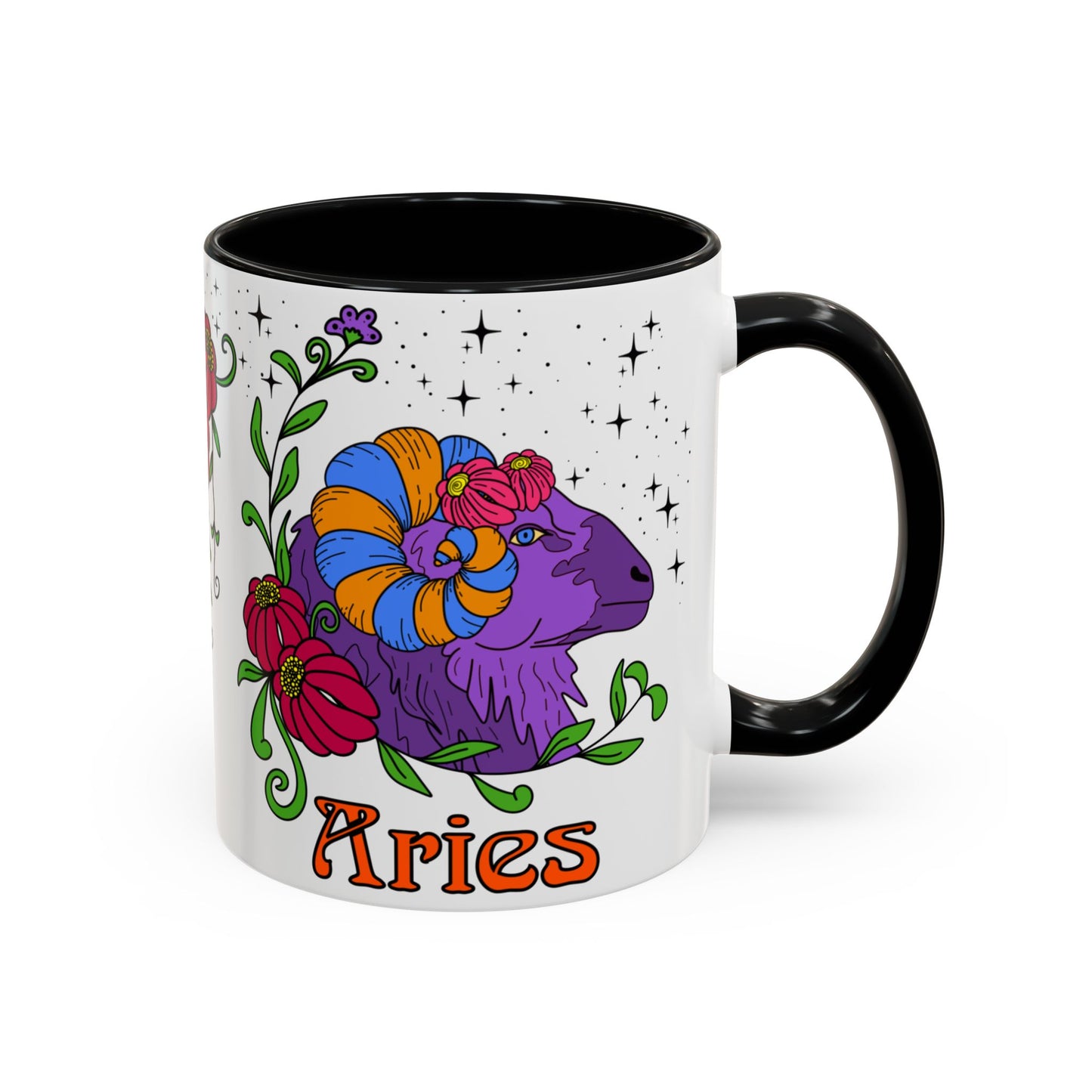 Aries star sign mug, Ram zodiac astrology coffee cup, Horoscope birthday gift mug, Bold retro colourful Design ceramic mug