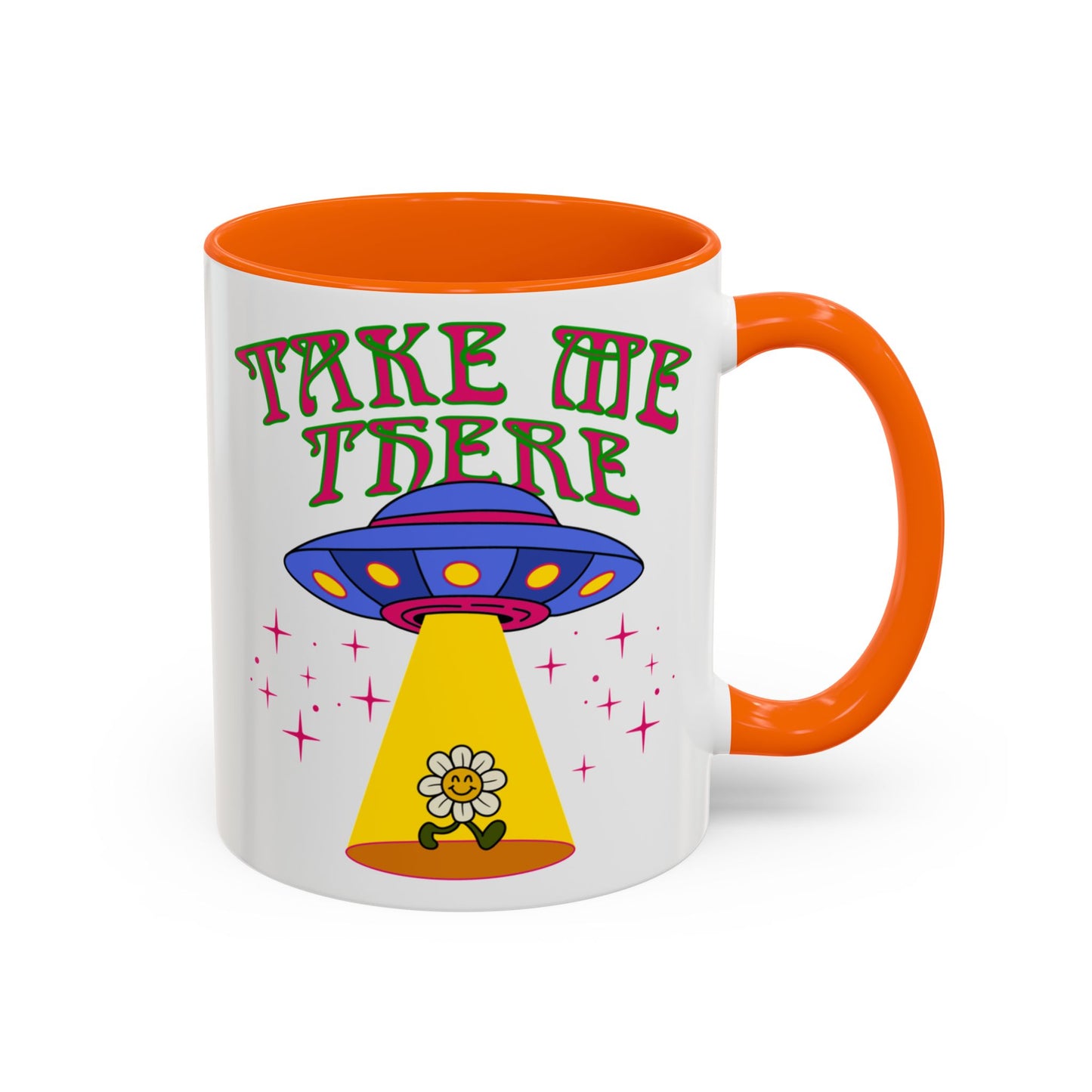 Trippy UFO mug, hippie retro 60s 70s tea and coffee mug, Psychedelic space flower ceramic drink cup