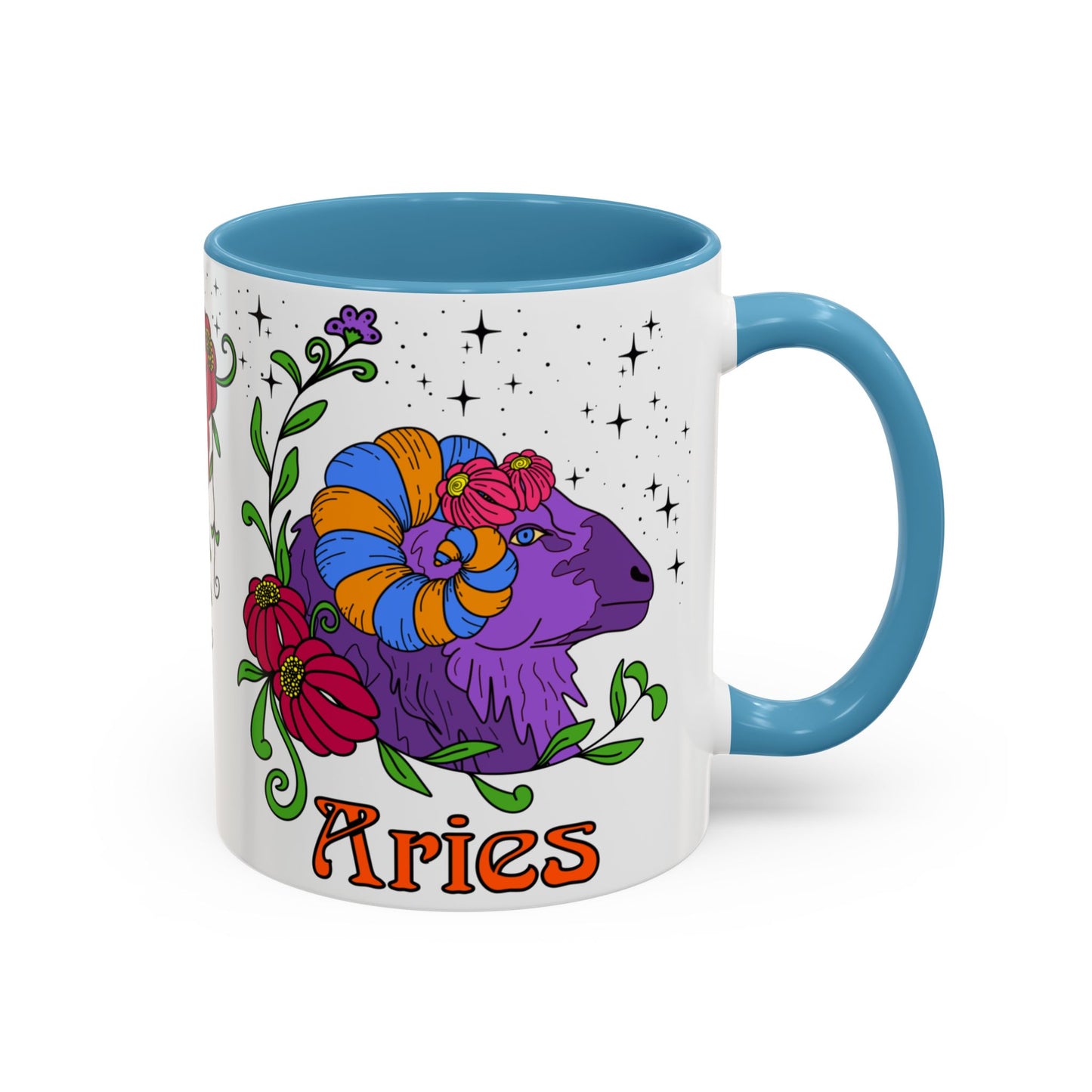 Aries star sign mug, Ram zodiac astrology coffee cup, Horoscope birthday gift mug, Bold retro colourful Design ceramic mug