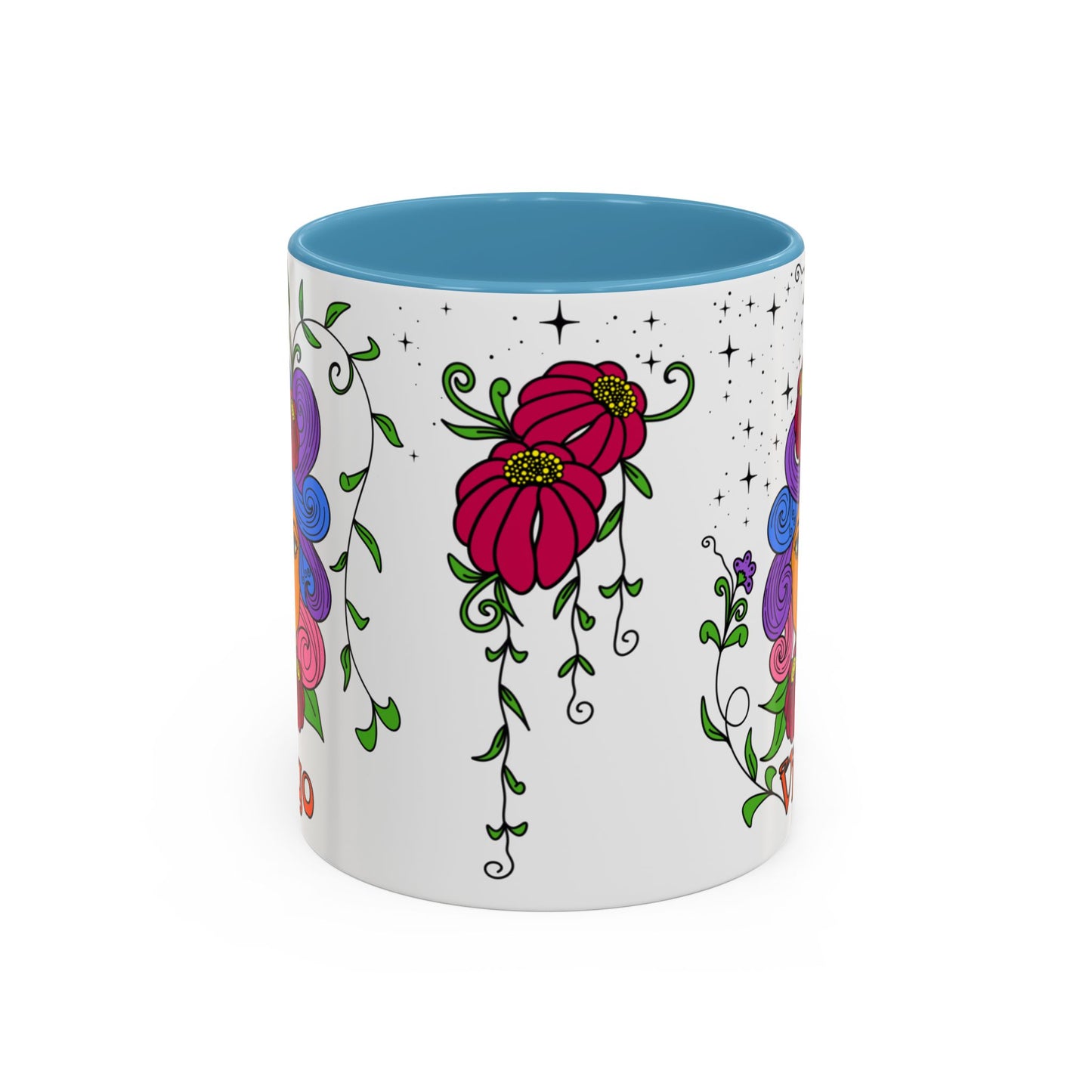 Virgo star sign mug, Maiden zodiac astrology coffee cup, Horoscope birthday gift mug, Bold retro colourful Design ceramic mug