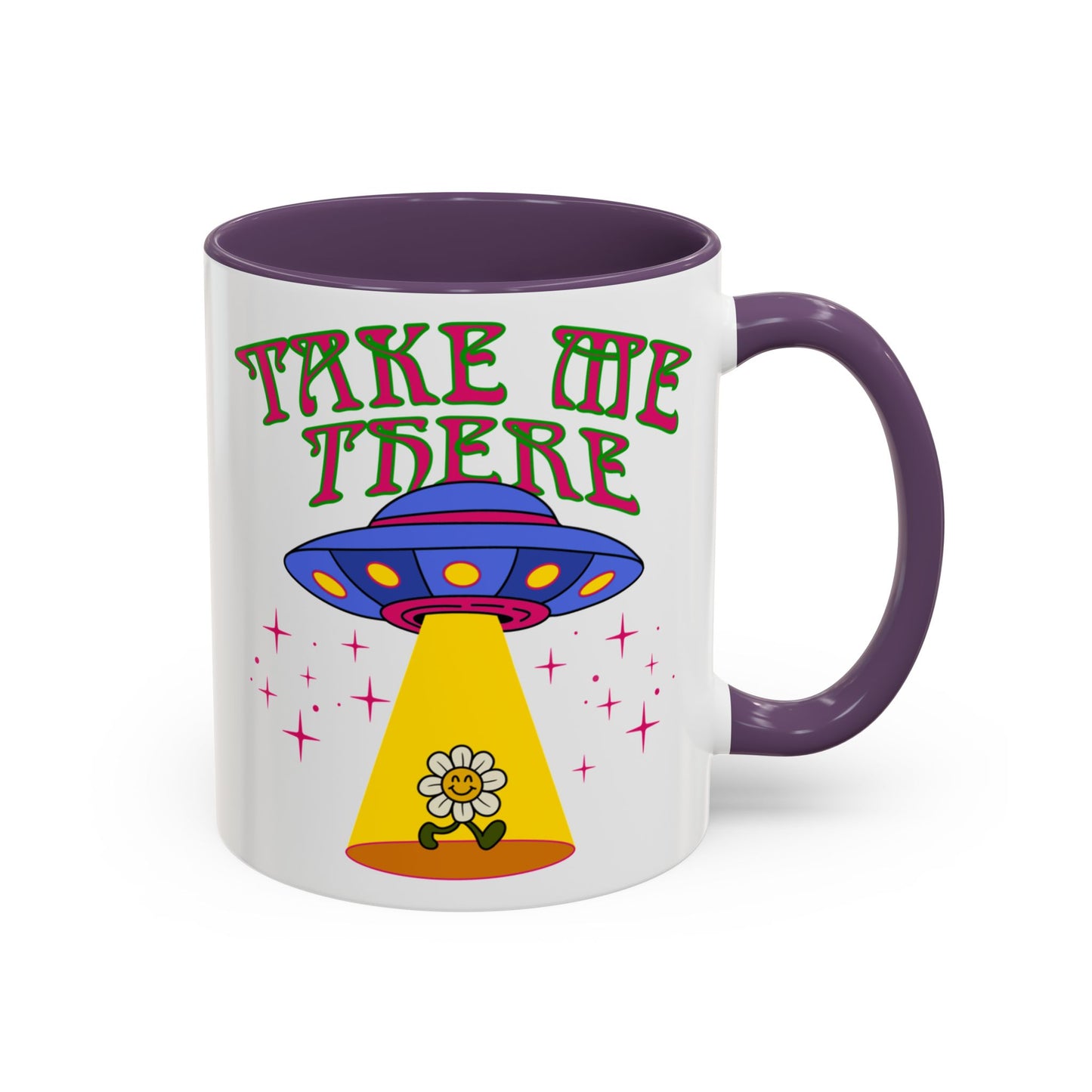 Trippy UFO mug, hippie retro 60s 70s tea and coffee mug, Psychedelic space flower ceramic drink cup