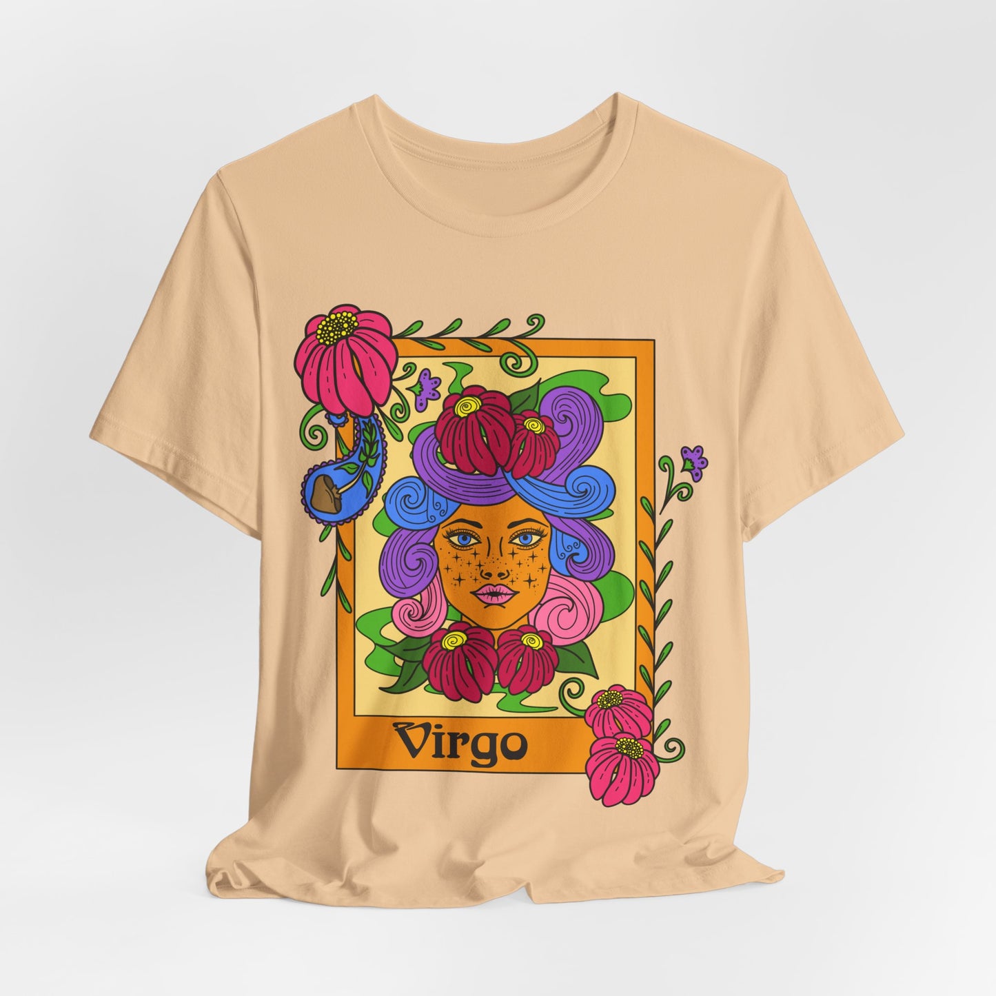 Virgo star sign T-Shirt, Maiden zodiac astrology top, Horoscope birthday gift Tee, Bold retro colourful Design tshirt